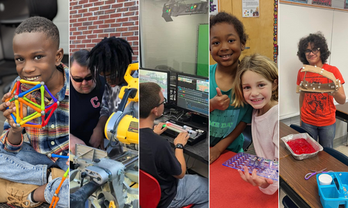 photos of multiple students engaging in STEM activites